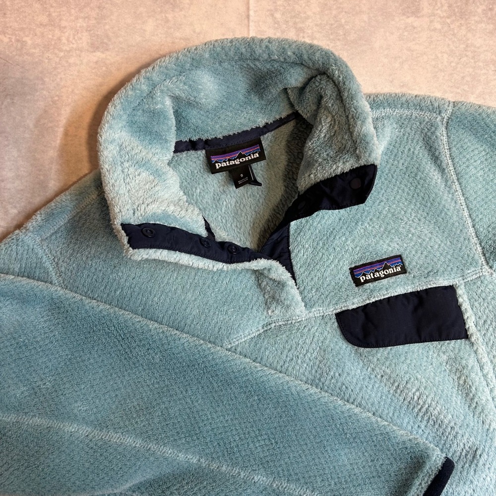 Patagonia Re-Tool Snap-T Pullover Light Blue Polartec Fleece Womens Small 25442